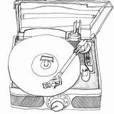 Record Player Drawing Vinyl Music Sketch Drawings Pages Coloring Template Choose Board sketch template
