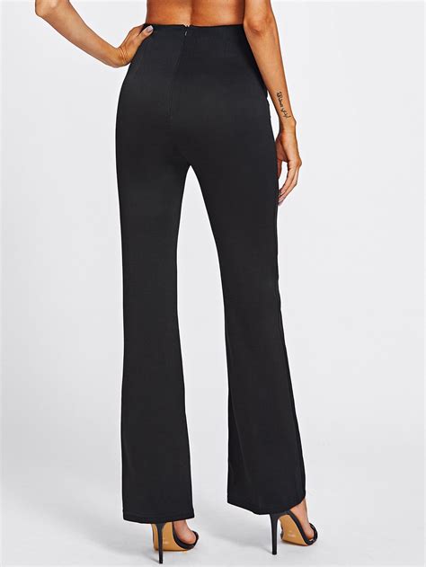 pantalons taille haute avec double rangees des boutons french sheinsheinside pantalon