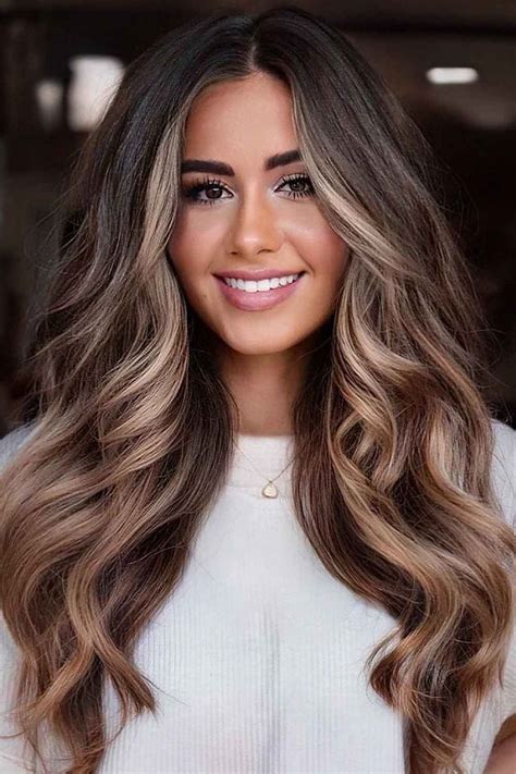 brown balayage hair color  blonde highlights brunette hair