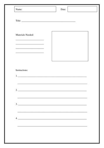writing instructions template teaching resources