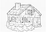 Pigs Little Three Coloring Pages Colouring Kids House Books Print sketch template