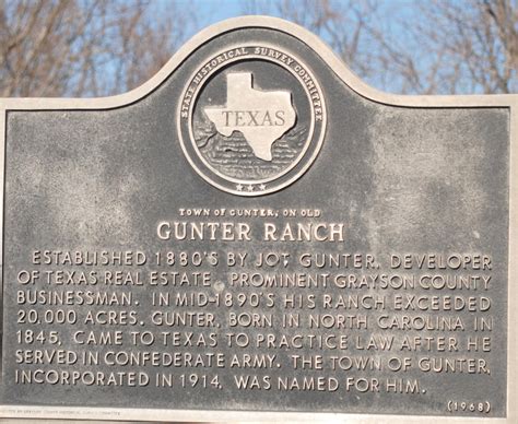 state historical survey committee marker gunter ranch  portal  texas history