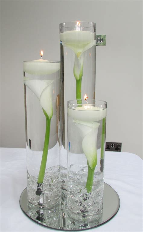 Trio Of Cylinder Candle Vase Centrepieces Hire