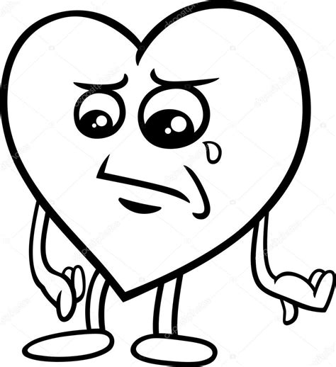 sad heart coloring page stock vector image  cizakowski