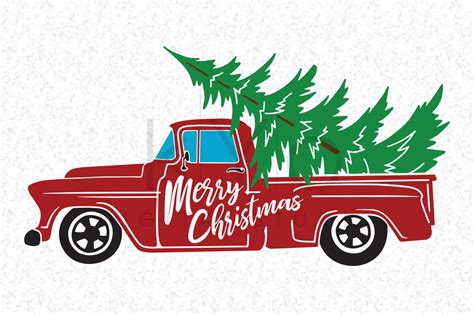 christmas red truck svg christmas tree truck svg files  kyo digital studio thehungryjpeg