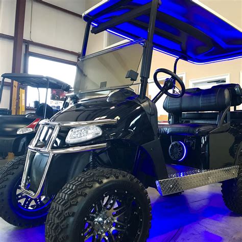 black rxv  custom blue halos golf cart accessories lifted golf carts golf carts