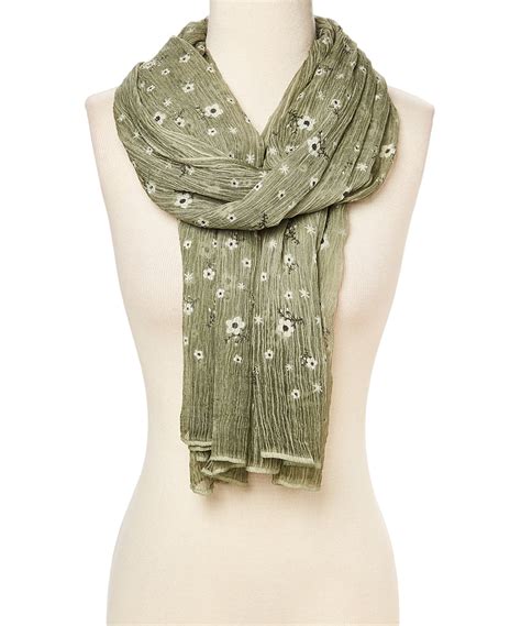 oussum olive green scarfs  winter fashion floral neck scarves