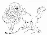 Wolf Girl Coloring Anime Pages Printable Getcolorings Color sketch template