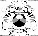 Bobcat Cub Amorous Outlined Cute Clipart Cartoon Cory Thoman Coloring Vector sketch template