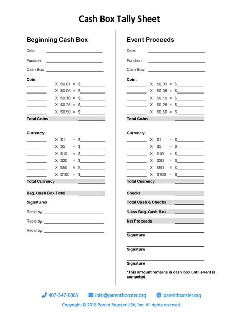 tally sheet template printable templates