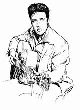 Elvis Presley Coloring Pages Drawing Drawings Rockabilly Line Cartoon Printable Rock Color King Roll Tattoo Adult Sheets Behance Draw Clip sketch template