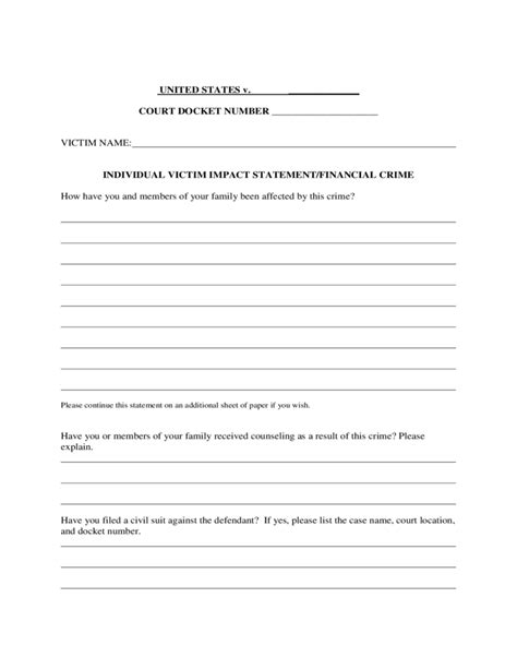 Victim Impact Statement Sample Form Free Download