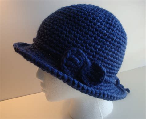 crochet wide brim cloche hat