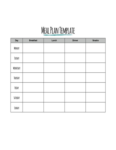 weekly meal planner template