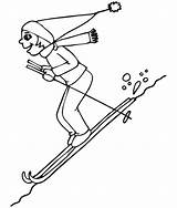 Skiing Coloring Downhill Pages Skier Winter Ski Girl Sports Do Kids Skiers Scarf Choose Board sketch template