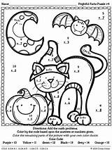 Halloween Coloring Math Color Number Pages Worksheets Addition Code 1st Puzzles Numbers Grade Problems Puzzle Graders Codes Printable First Maths sketch template