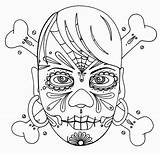 Coloring Pages Skull Girly Sugar Skulls Printable Girl Print Dead Roses Tattoo Color Crossbones Face Mexican Headphones Cute Drawing Colouring sketch template