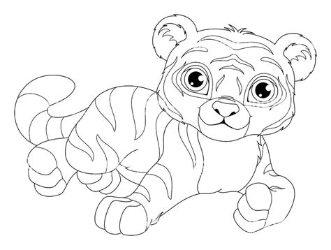 baby tiger cartoon coloring page