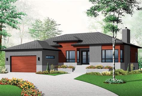 modern style house plan    bed  bath  car garage contemporary house plans ranch