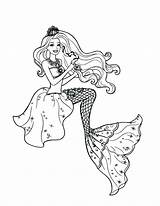 Barbie Mermaid Coloring Pages Princess Printable Drawing Drawings Kids Lumina Games Search Pearl Template Sketch Popular sketch template