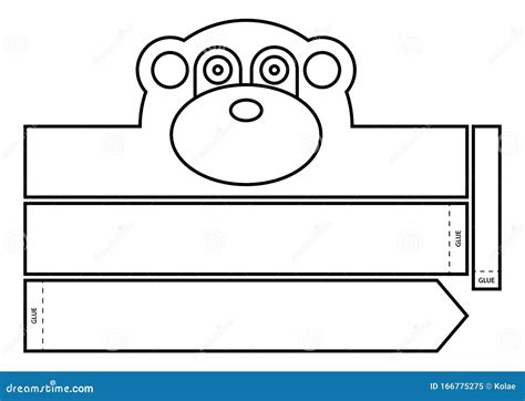 monkey coloring headband stock vector illustration  nature