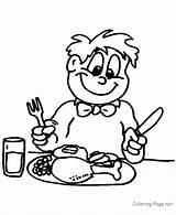 Coloring Pages Dinner Thanksgiving Clipart Eating Color sketch template