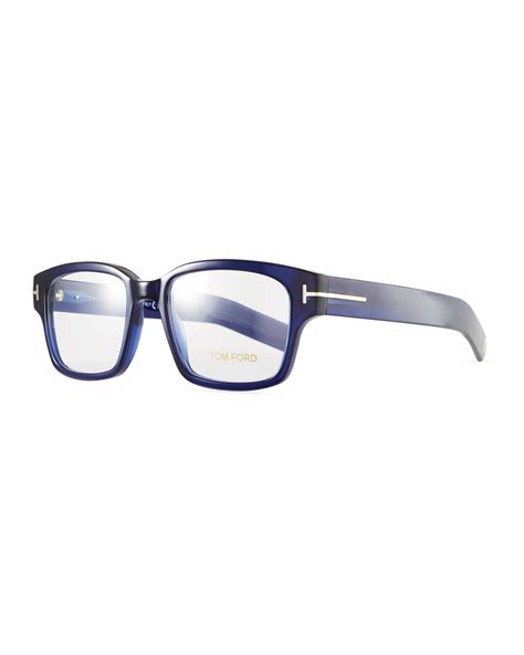 tom ford men s rectangular plastic eyeglasses blue neiman marcus