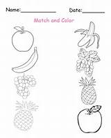 Coloring Pages Worksheets Worksheet Matching Fruit Color Printable Preschool Pairs Fruits Match Objects Worksheeto Via Printablee Numbers sketch template
