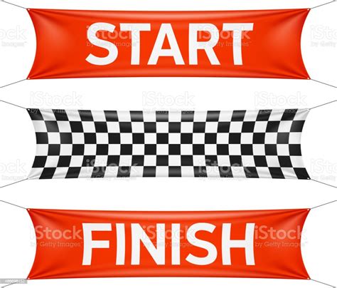 start and finish race banners in red and checkers stock illustration