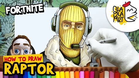 draw raptor skin fortnite characters drawing  coloring