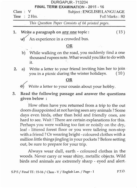 english language paper  question  letter language paper