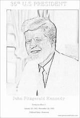 John Printable Kennedy Coloring 35th President Fitzgerald Color sketch template
