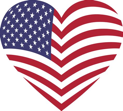 clipart   heart   american flag pattern