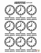 Coloring Minutes Pages Time Worksheets Clock Telling sketch template