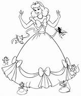 Cinderella Coloring Pages Disney Printable Kids sketch template