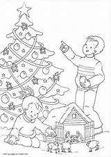 Christmas Coloring Tree Pages Printable Children Holiday sketch template
