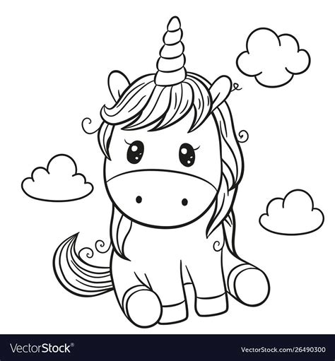cartoon unicorn outlined  coloring book vector image unicorn