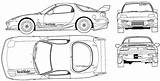 Mazda Rx Blueprints Fd3s Rx7 Sketch Car Veilside Combat Drawing 1999 Coupe Templates Scheme Views Foto Outlines Click sketch template