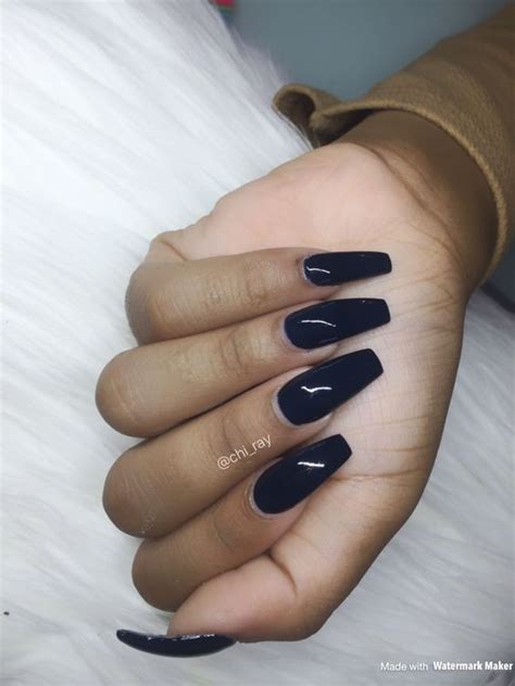 Coffin Cute Dark Blue Nails Mighty Bonita