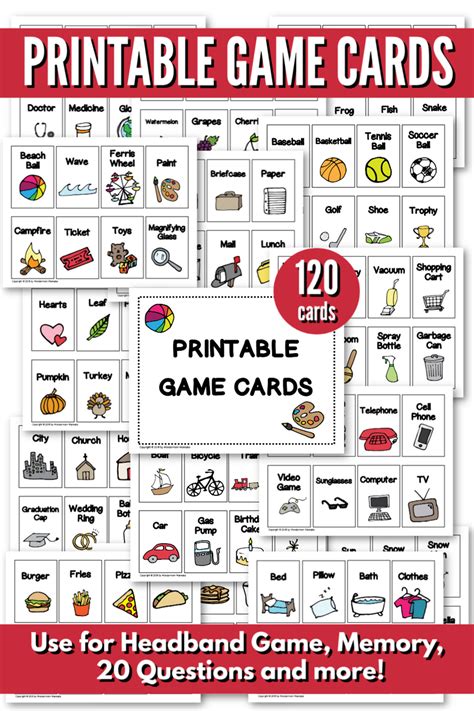 printable game cards  headband game memory   questions