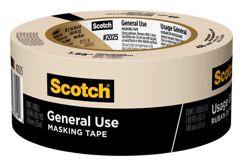 scotch general  masking tape     yd tan  roll