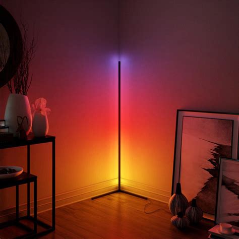 modern led floor lamp aurora black rgb hoftronic