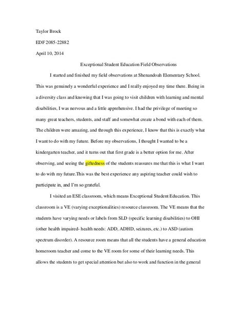 ese field observation essay