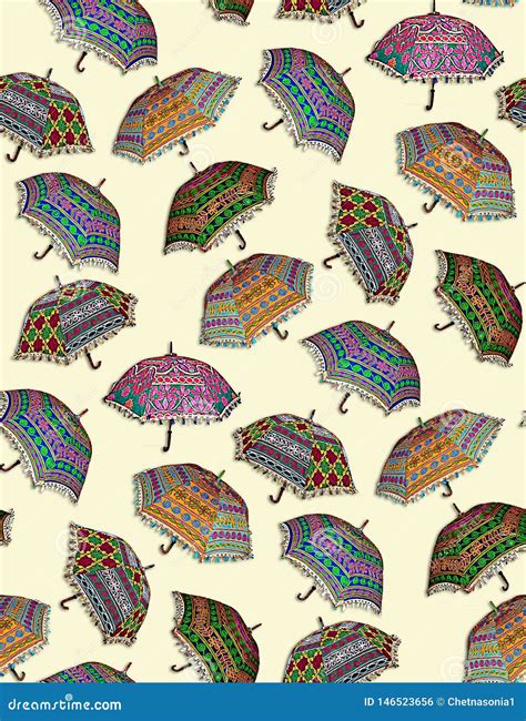 seamless colorful umbrella pattern stock illustration illustration