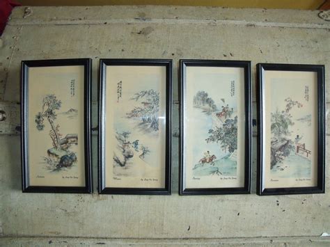 Vintage Japanese Ling Fu Yang Watercolor Four Seasons 17