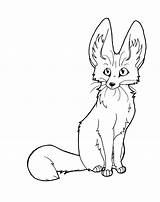 Fennec Fox Line Drawing Coloring Template Clipart Baby Cute Clip Pages Animal Foxes Printable Templates Color Deviantart Drawings Cartoon African sketch template