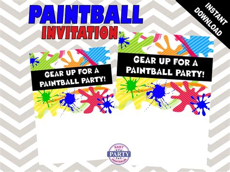 paintball party invitation template instant