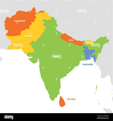 south asia region map  countries  southern asia vector