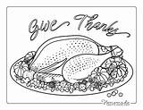 Coloring Thanksgiving Pages Turkey Dinner Thanks Give Kids Easy Adults sketch template