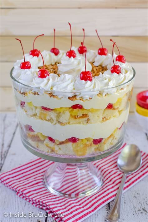pina colada cake trifle layers  cake fruit   bake cheesecake